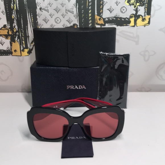 New Authentic Prada Black & Red Sunglasses – Modern Luxury Design PR16Y - Picture 14 of 14